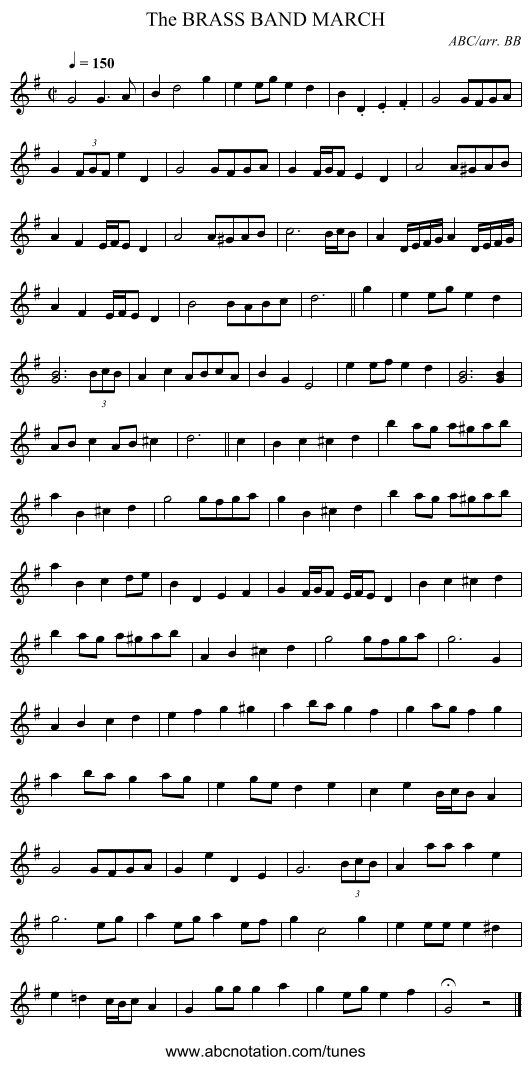 BRASS BAND MARCH, The - staff notation