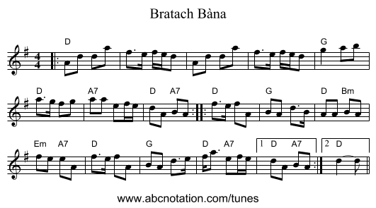 Bratach Bàna - staff notation