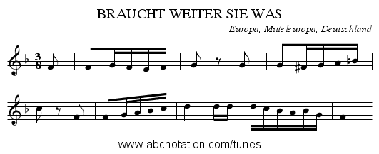 BRAUCHT WEITER SIE WAS - staff notation