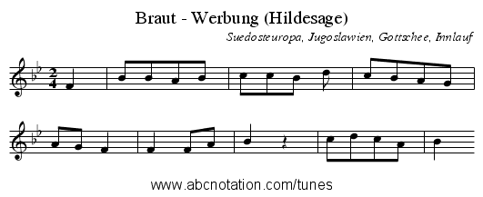 Braut - Werbung (Hildesage) - staff notation