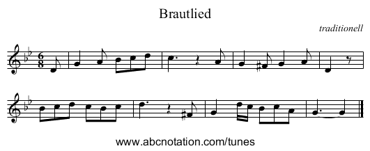 Brautlied - staff notation