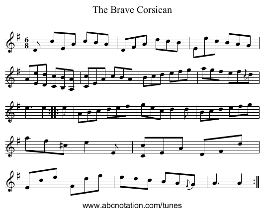 Brave Corsican, The - staff notation