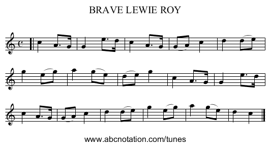 BRAVE LEWIE ROY - staff notation