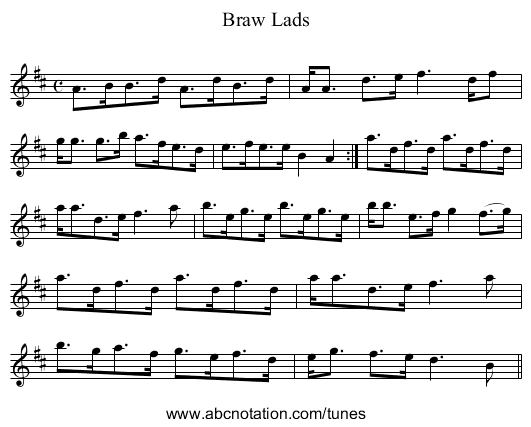 Braw Lads - staff notation