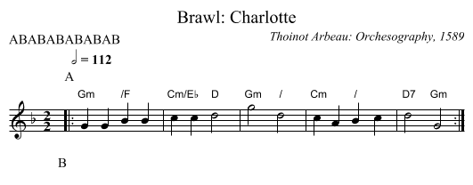 Brawl: Charlotte - staff notation