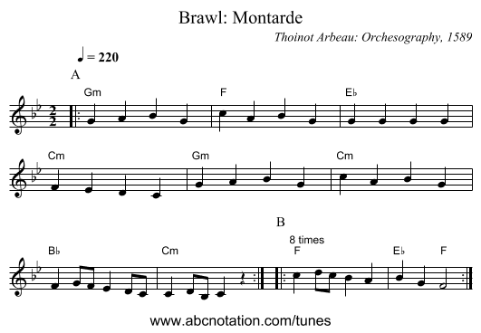 Brawl: Montarde - staff notation