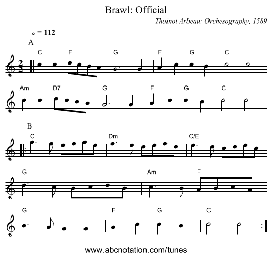 Brawl: Official - staff notation