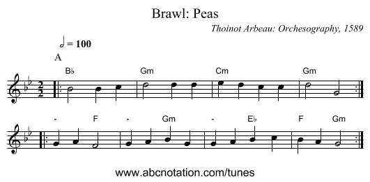Brawl: Peas - staff notation