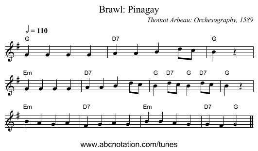Brawl: Pinagay - staff notation