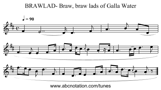 BRAWLAD- Braw, braw lads of Galla Water - staff notation