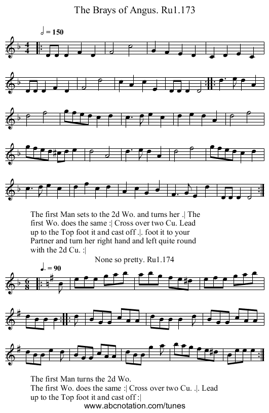 Brays of Angus. Ru1.173, The - staff notation