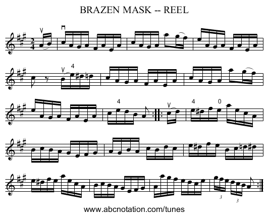 BRAZEN MASK -- REEL - staff notation