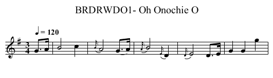 BRDRWDO1- Oh Onochie O - staff notation
