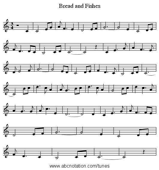 Bread and Fishes - staff notation