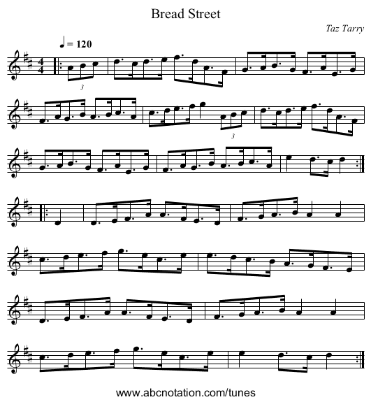 Bread Street - staff notation