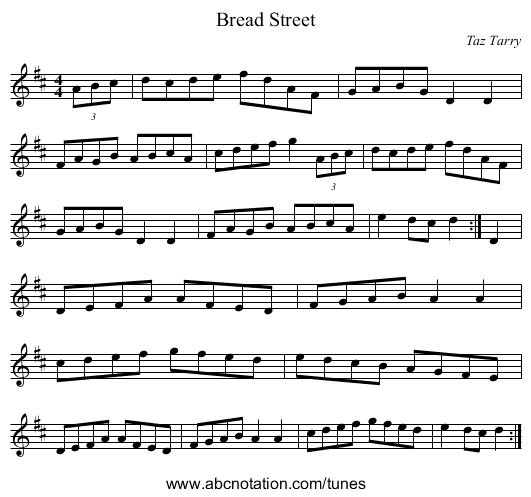 Bread Street - staff notation
