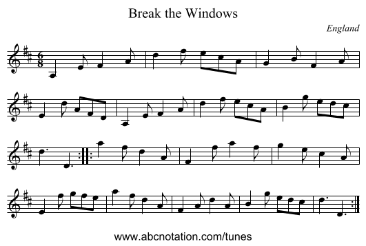 Break the Windows - staff notation