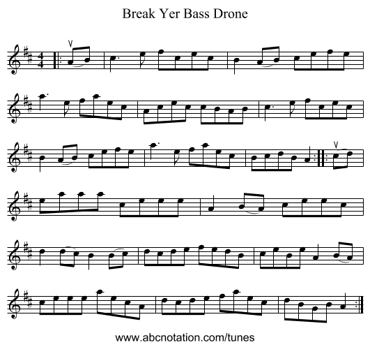 Break Yer Bass Drone - staff notation