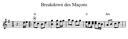 Breakdown des Maçons - staff notation