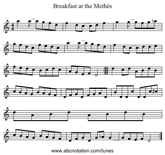 Breakfast at the Methés - staff notation