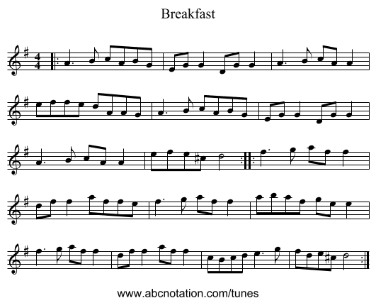Breakfast - staff notation