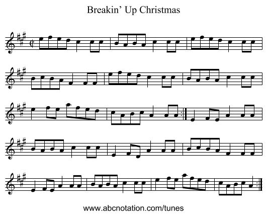 Breakin’ Up Christmas - staff notation