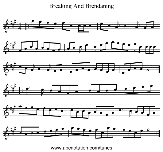 Breaking And Brendaning - staff notation