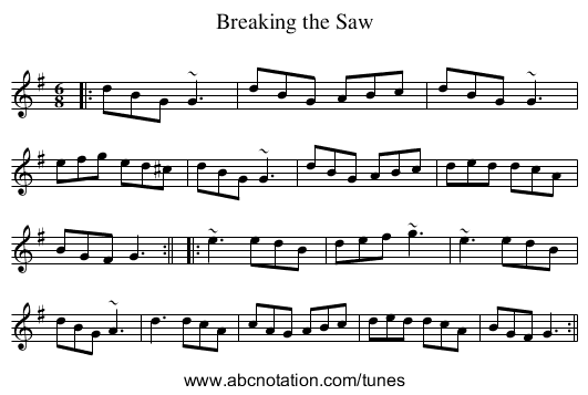 Breaking the Saw - staff notation