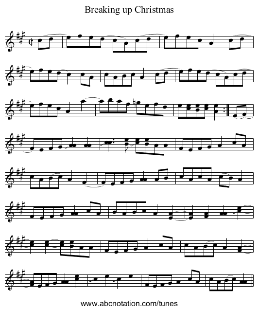 Breaking up Christmas - staff notation
