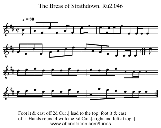 Breas of Strathdown. Ru2.046, The - staff notation