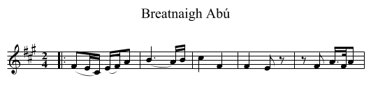 Breatnaigh Abú - staff notation