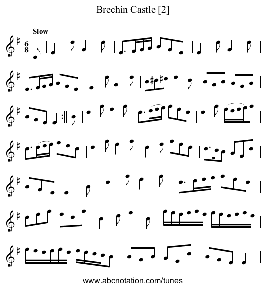 Brechin Castle [2] - staff notation