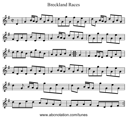 Breckland Races - staff notation