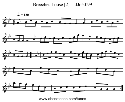 Breeches Loose [2].    JJo5.099 - staff notation
