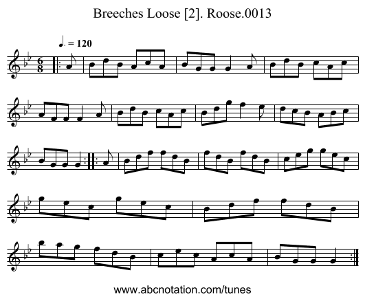 Breeches Loose [2]. Roose.0013 - staff notation