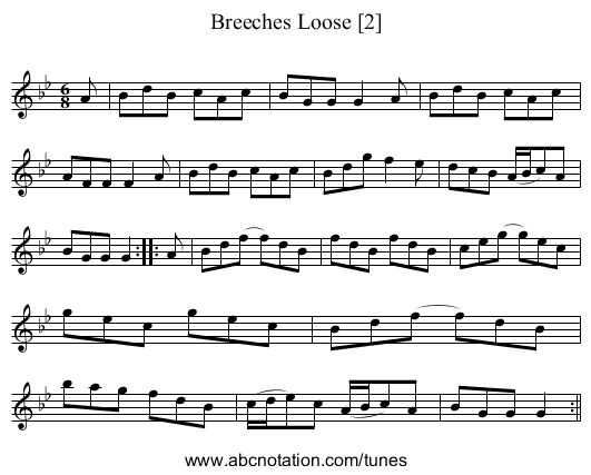 Breeches Loose [2] - staff notation