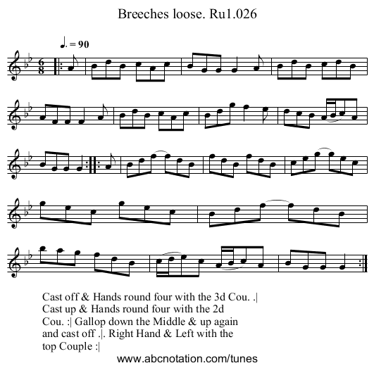 Breeches loose. Ru1.026 - staff notation