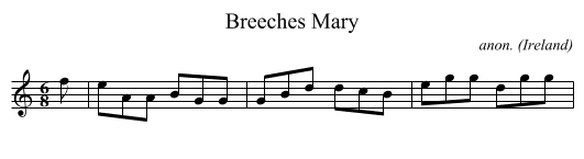 Breeches Mary - staff notation