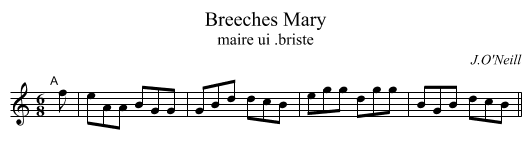 Breeches Mary - staff notation