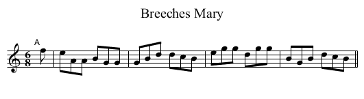 Breeches Mary - staff notation