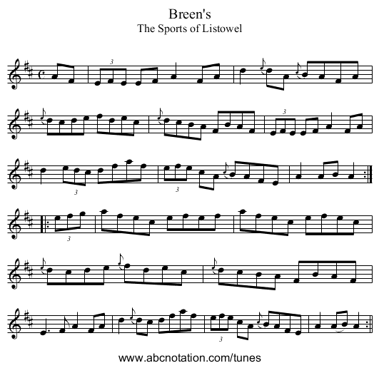 Breen's - staff notation