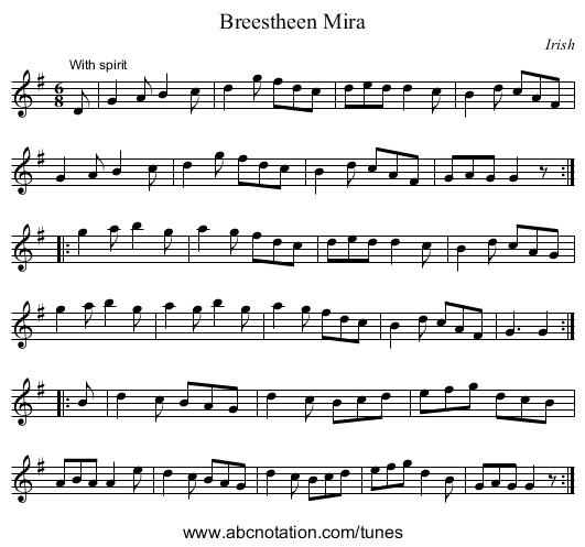 Breestheen Mira - staff notation