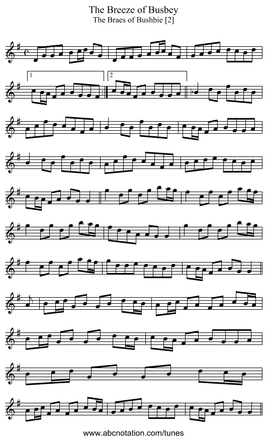 Breeze of Busbey, The - staff notation