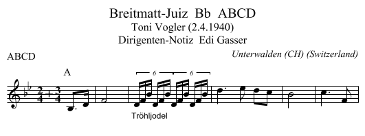 Breitmatt-Juiz  Bb  ABCD - staff notation