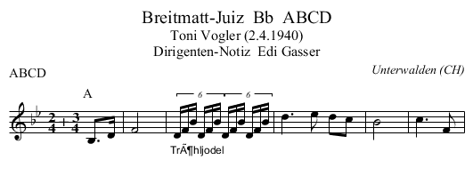Breitmatt-Juiz  Bb  ABCD - staff notation