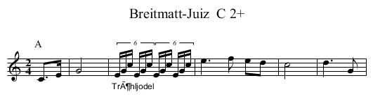 Breitmatt-Juiz  C 2+ - staff notation