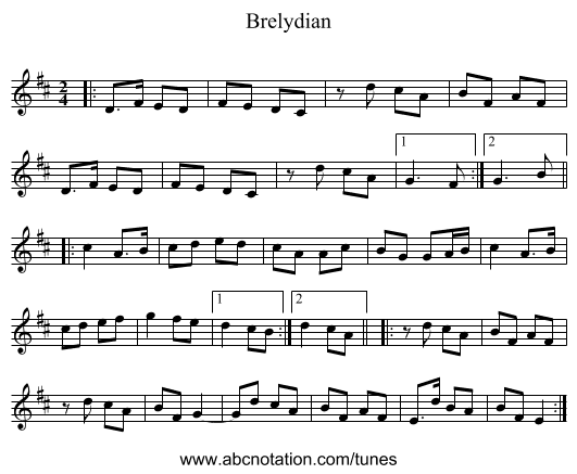 Brelydian - staff notation