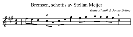 Bremsen, schottis av Stellan Meijer - staff notation