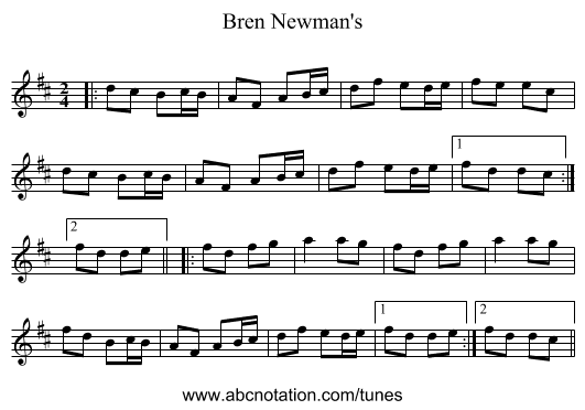 Bren Newman's - staff notation