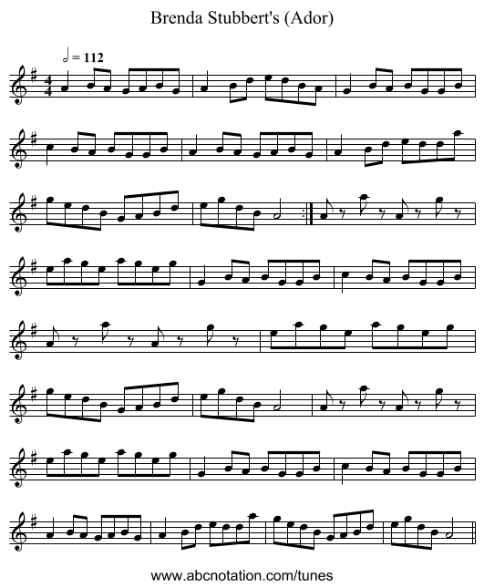 Brenda Stubbert's (Ador) - staff notation